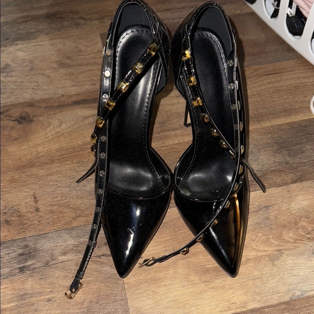 Elegant Black Studded Women's Heels